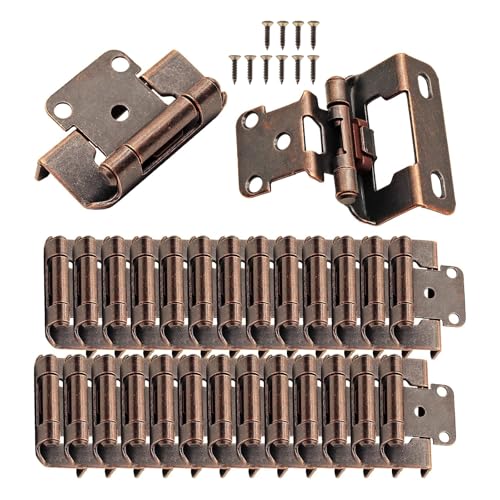 50 Pack (25 Pairs) 1/2 Inch Overlay Partial Wrap Hinges Oil Rubbed Bronze - color: Oil Rubbed Bronze, size: 50 Pack (25 Pairs)