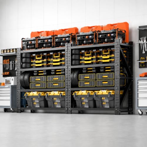 Heavy Duty Metal Shelving Units, Garage Shelves & Storage System - size: 96" W x 24" D x 69" H