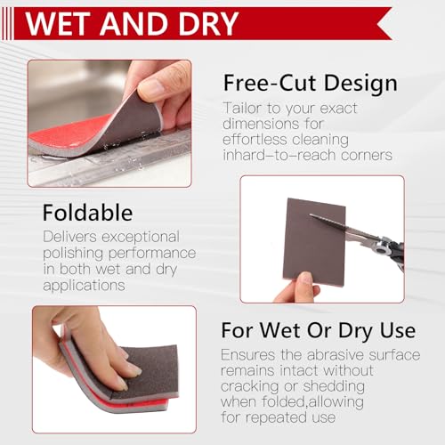24PCS 3 x 4 Inch Sanding Sponge Set, 120-3000 Grit Soft Foam Hand Sander Block, Hook & Loop Wet Dry Sanding Sponges for Metal Wooden Furniture Drywall Sheetrock and Model Polishing