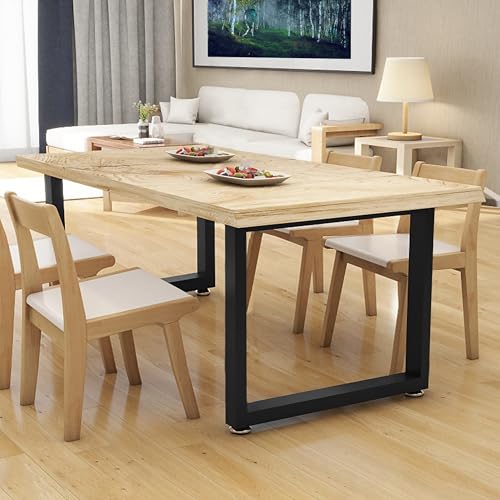 Metal Desk Table Legs 28''Hight 35'' Wide with Adjustable Protector Feet, Industrial & Rustic Style Heavy Duty Metal Furniture Legs for DIY Dinning Coffee Tables, Rectangle Shape, Black - size: H28" × W35" Square