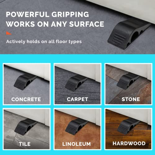 Wundermax Door Stoppers - Pack of 3 Rubber Door Wedge for Carpet, Hardwood, Concrete and Tile - Home Improvement Accessories - Black - color: Black