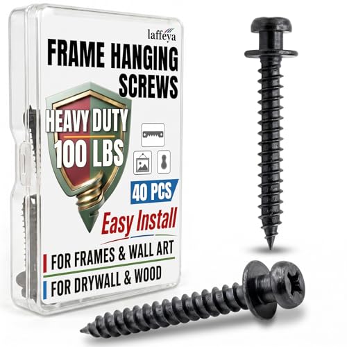 laffeya Picture Hangers, Double Headed Bear Claw Screws for Drywall, 40pack - style: Black Short