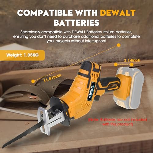 Reciprocating Saw Cordless for Dewalt 21V Battery, Mini Power Saws for Wood/Metal/PVC Cutting with 4 Blades & Toolbox, 0-2500RPM for Hand Saw Woodworking (Battery not Included)