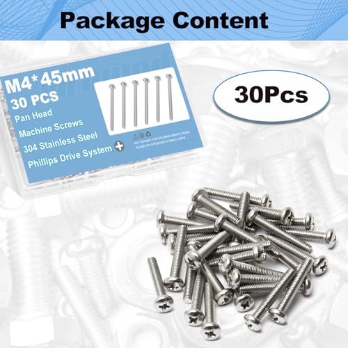 M4x45mm Machine Screws Pan Phillips Cross for Furniture Repairs 3D Printer - size: M4x45mm