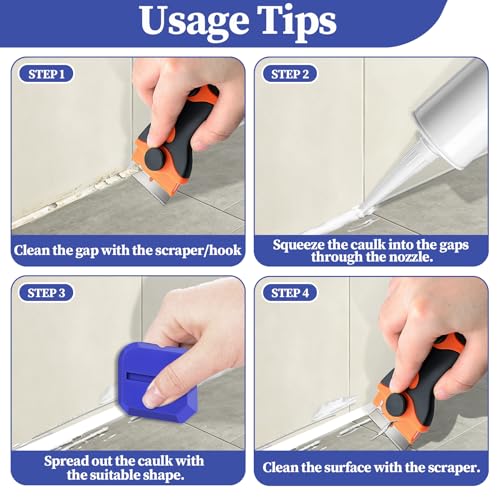 22pcs Caulking Tool Kit-Caulk Finishing Tool, Caulk Remover Tool and Caulk Nozzle Tip for Gap Bathroom Kitchen Toilet Caulking Gap Filling, Suitable for Professionals and DIYer