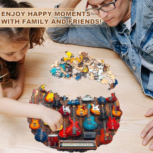 Wooden Puzzle for Adults-Guitar Wall Wood Jigsaw Puzzle-S-100 PCS - color: Guitar Wall, size: Small