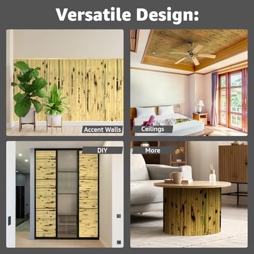 Art3d 48 x 96 in Pole Wrap Natural Bamboo Wall Panel, 1-Pack, Light Burned - color: Light Burned, size: 1-48 inches x 96 inches