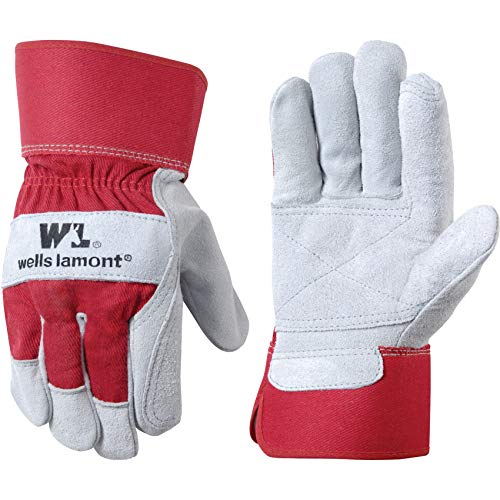 Wells Lamont Leather Work Gloves with Safety Cuff, Double Palm, Split Cowhide, Large (4050) - size: Large (Pack of 1)