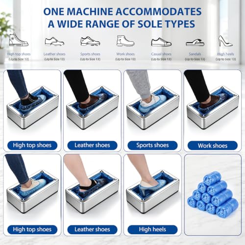 Wesiti 2 Pack Automatic Shoe Cover Dispenser with 200 Covers, Silver
