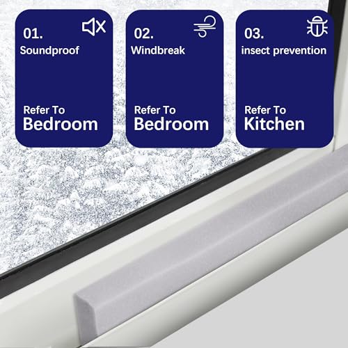 2'' x 6.5 ft Air Conditioner Foam Tape, 2 Pcs AC Weatherseal Foam Strips - color: grey-2pcs