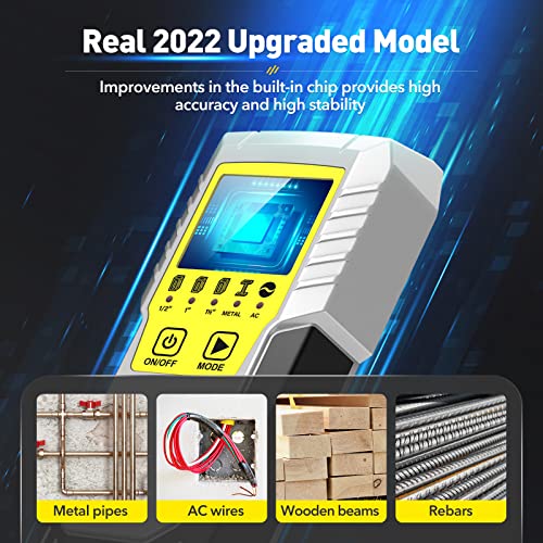 Stud Finder Wall Scanner Sensor - 5 in 1 Stud Sensor Detector Wall Scanner with LCD Display Beam Finders for the Center and Edge of Metal Wood AC Wire Studs Pipe Joist Detection - color: Yellow