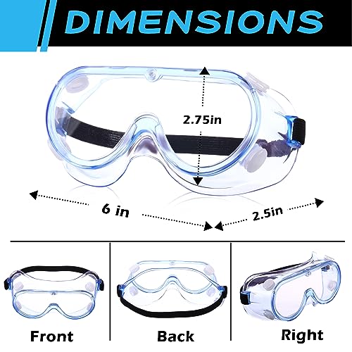 Yunsailing Protective Safety Goggles Lab Over Glasses Clear Anti Fog Eye Protection Goggles for Men Women - color: Clear Blue, Black