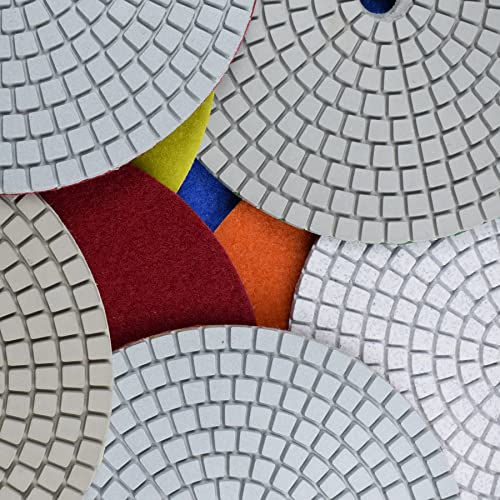 7 Step 7" Wet Diamond Polishing Pads Abrasive Set, Great for Granite Travertine Marble Stone - size: 7 Inch