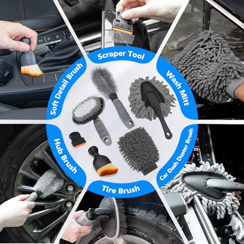 ThinkLearn Car Detailing Kit with Foam Gun, Car Wash Mop for Deep Cleaning