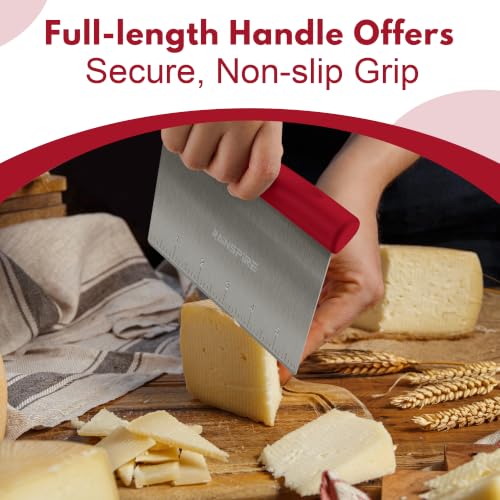 Multi-Purpose Stainless Steel Bench Scraper Dough Blender & Pastry Cutter - color: Red