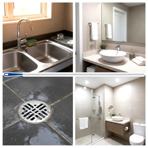 SHENLIU 2pcs Drain Cleaning Brush, Extra Long Sink Drain Clog Brush 23.6inch Snake Drain Hair Removal Tool for Toilet, Kitchen Sink, Bathroom Tub, Shower, Sewer Drain