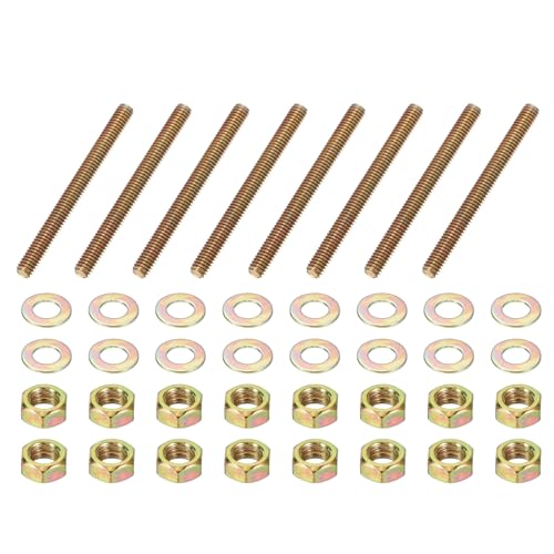 PATIKIL 5/16" x 3-1/2" Color Zinc Fully All Thread Rod, 8 Pcs Carbon Steel Long Threaded Screw Stud Bolts for Furniture Garden Mounting Assembly Fastening - size: 5/16" x 3-1/2"