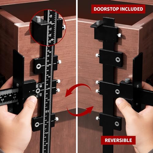 7-Piece Cabinet Hardware Jig Tool Set, Aluminum Alloy Cabinet Handle Jig Template Tool of Drawer Front Knobs, Handles and Pulls, Door