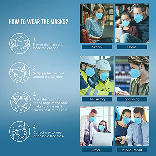 WWDOLL KN95 Face Mask 25 Pack, 5-Layers Breathable Disposable KN95 Masks - color: Blue