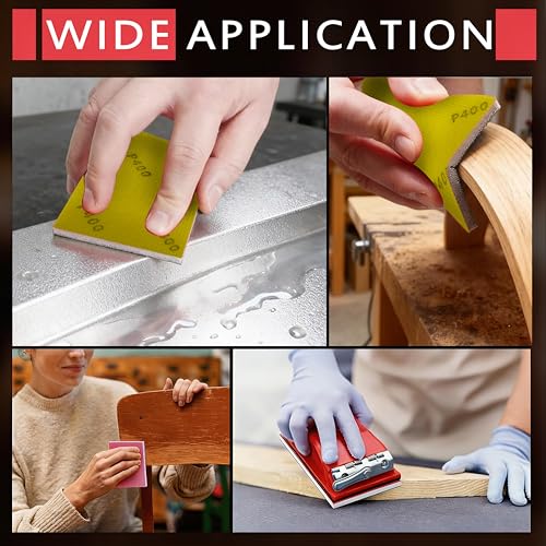 25Pcs Sanding Sponge Set, Reusable 3×4 Inch Wet Dry Foam Sanding Blocks for Wood, Furniture, Metal & Drywall (180-800 Grit Set)