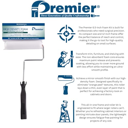Premier, 53821, 6.5" Foam Mini Roller & 12" Frame Kit for Smooth Finish