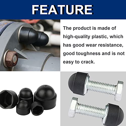 smseace 150pcs 6-Values Bolt and Nuts Protective Caps - color: Black-150Pcs