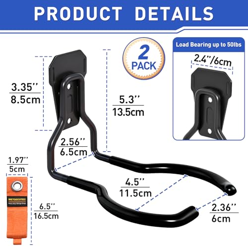 Heavy Duty Garden Power Tool Hanger, Garage Storage Utility Hooks with Storage Straps, Electric Tool Hooks, String Trimmer Hangers, Garden Tool Organizer, Weedeater Rack (2, Black) - color: Black-2