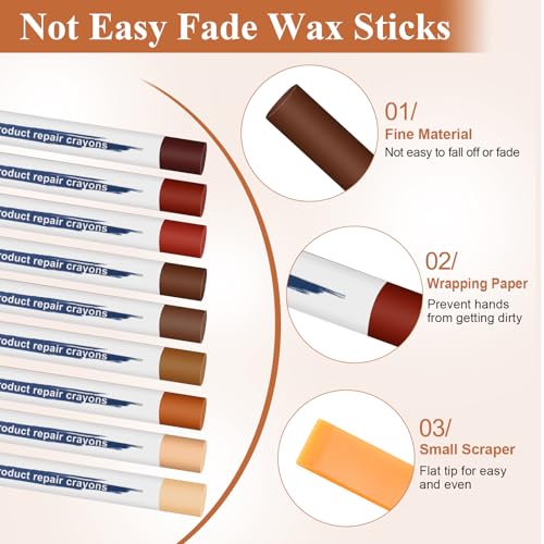 16P Wood Filler Stick, Wood Floor Furniture Repair Wax Sticks