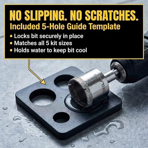 Drilax 5-Pc Diamond Hole Saw Set 3/4 to 1-1/2 Inch with Guide & Case - style: 5 Pcs Set 3/4" to 1-1/2"