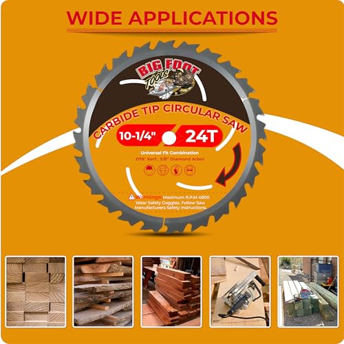 Big Foot 10 1/4 Circular Saw Blade 36 Tooth Carbide Tipped Circular Saw Blade - 10-1/4" Diameter - 5/8" Arbor