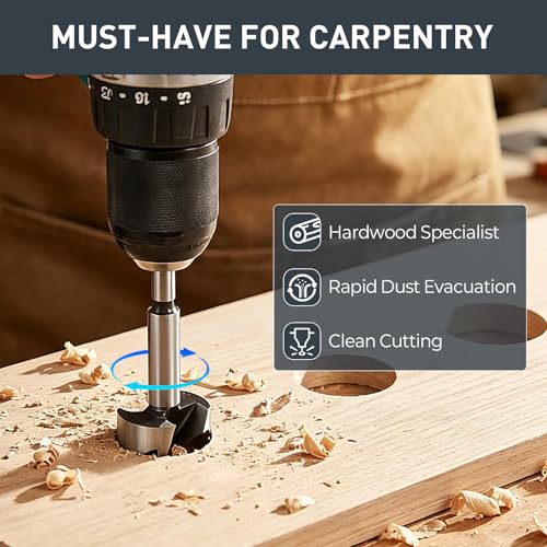 Forstner Bit Set, 8Pcs Wood Drilling Bits for Flat-Bottom Holes