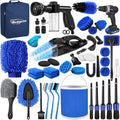 Qydipclin 45Pcs Car Detailing Kit, Car Detailing Brush Set, Car Wash Cleaning Kit, Car Detailing Brushes, Professional Car Care Kit for Interior Exterior Wheels, Blue - size: 45pcs