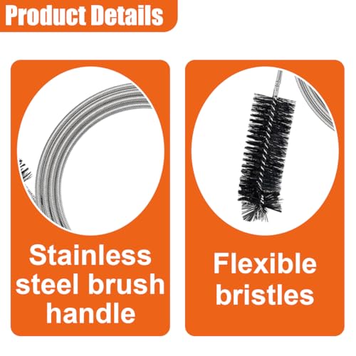 78 Inch Flexible Long Drain Brush, Nylon Stainless Steel Cleaner Tool, Feeding Tube Cleaning Brush, Drain Hole Cleaner, Double Ended Hose Pipe Brush for Car, Fridge. Pipe, Sink (200CM) - size: 200CM