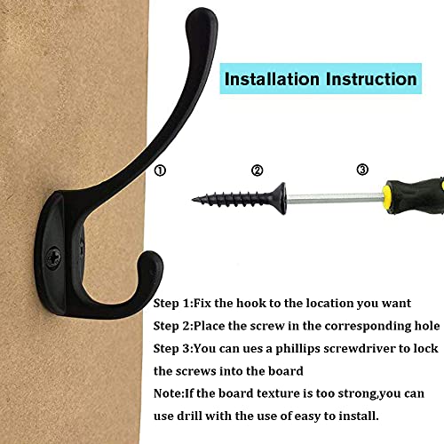 IBosins 30 Pack Heavy Duty Utility Black Dual Coat Hooks for Coat, Bag, Hat - color: 30 Pcs Black