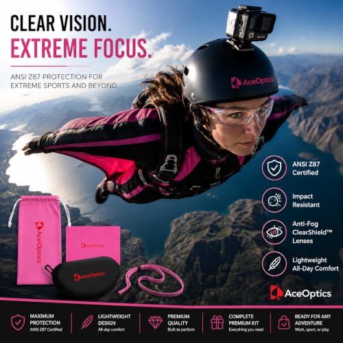ANSI Z87 Safety Glasses for Women – Pink Clear, Anti Fog, Scratch & Impact Resistant Protective Eyewear – Premium Safety Glasses That Happen To Look Great.