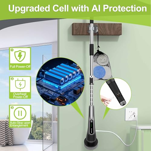 Dreazu Pro Electric Spin Scrubber, 10‑in‑1 Shower Scrubber for Bathroom - color: Metalgray
