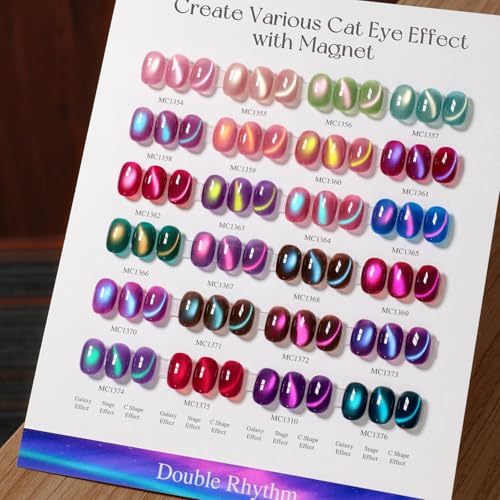 Double Rhythm 28Pcs 0.5Oz Cat Eye Gel Nail Polish Set Same Color Same Bottle Gel Polish Kit Nail Art Manicure Salon DIY at Home for Women (T24-16) - color: Ethereal Aurora