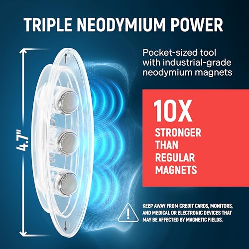 Powerful Magnetic Stud Finder PRO (Upgraded Version) Reinforced with 3 Neodymium Magnets - No-Battery Stud Detector - Deep Detection of Wood & Metal Studs in Drywall (Not for Plaster Walls) | 2 Pack