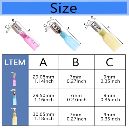 Heat Shrink Piggyback Spade Connectors Terminals Disconnect Kit