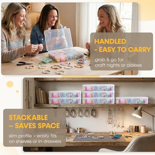 Portable Bead Organizer, 60Pcs Small Clear Storage Boxes with Hinged Lid and Large Craft Case with Handle, Mini Plastic Containers for Jewelry Making Diamonds Arts Screws Seeds Small Parts - size: 60 Pcs (2.16" x 2.16" x 0.78")
