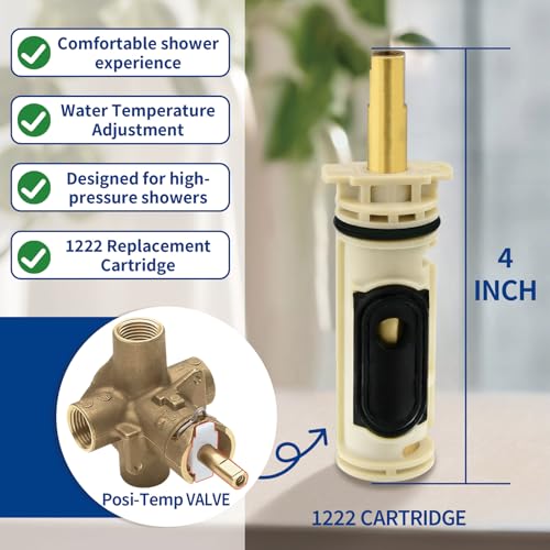 1222/1222B Cartridge Pressure Balancing with 104421 Removal Tool Replacement, Compatible with Moen Posi Temp Single Handle Tub/Shower Faucets Plumbing Repair Kit,Brass - style: 2