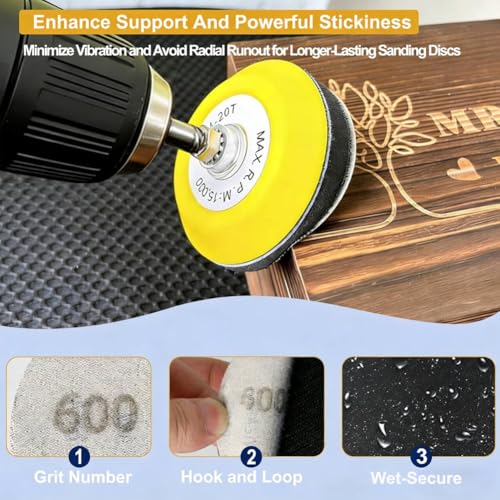 174 Pcs 3 Inch Sanding Discs,60-10000 Sanding Paper Drill Polishing Kit