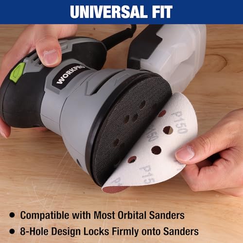 WORKPRO Sanding Discs, 5-Inch 150 Grit 8-Hole Hook and Loop, 50 Pack - style: 50PCS 5 Inch 150 Grit