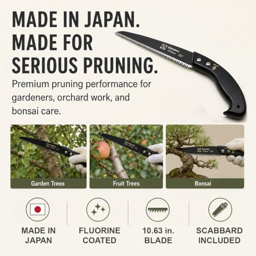 Saboten Japanese Pruning Saw with Wood Sheath, Fluorine-Coated High-Carbon Steel Blade, Precision Pull Cut Hand Saw for Tree Branches – forest Originals, Made in Japan (270mm (10.6 inch)) - size: 270mm (10.6 inch)