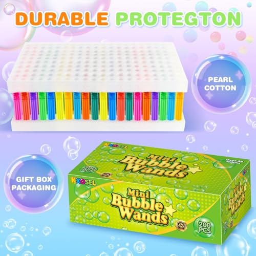 200PCS Mini Bubble Wands Bulk, Party Favors Summer Toys for Kids, 10 Colors