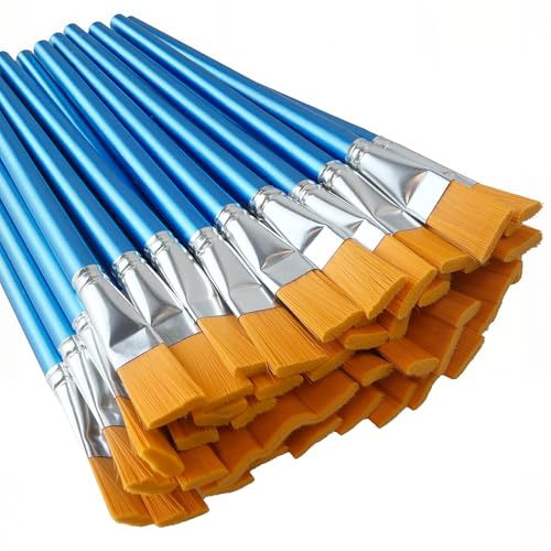 40 Pcs Flat Paint Brushes,1 Inch Craft Paint Brushes, Large Acrylic Paint Brush for Watercolor, Oil Painting, Acrylic,Big Paint Brush for Oil Paint and Body Painting Crafts, Rock Painting - color: 40 Pcs