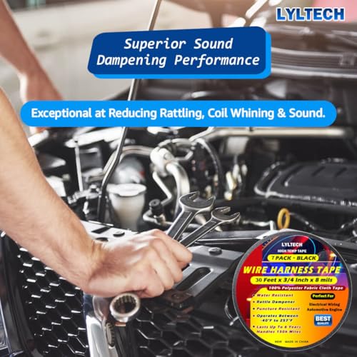 LYLTECH Polyester Cloth Tape for Automotive Wire Harness 7 Rolls