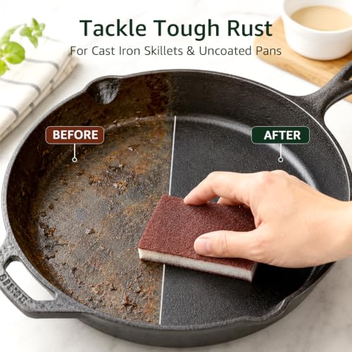 10 Pack Magic Carborundum Sponge Pads Heavy Duty Rust Scrubber for Cookware - size: 10pcs