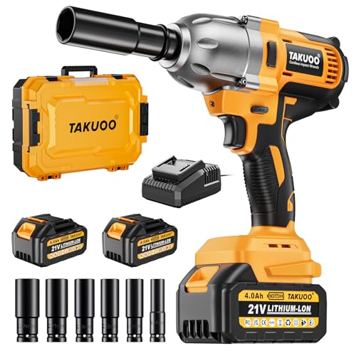 Takuoo Cordless Impact Wrench 1/2", 1200N.m High Torque Electric Impact Gun