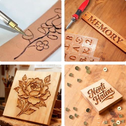 Wood Burning Pen Kit Leather Burner Tool | 26 Letter | 8 Stencil